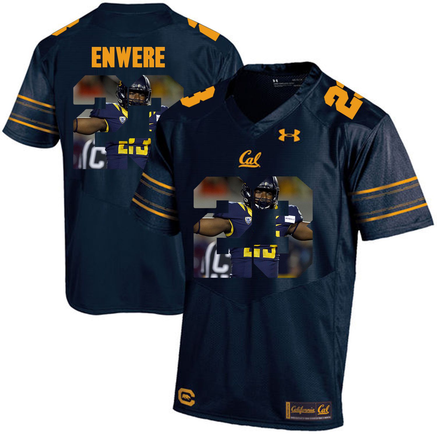 Men California Golden Bears 23 Vic Enwere Dark blue Customized NCAA Jerseys1